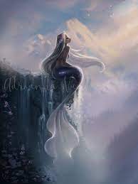 Smiling pretty woman in long flowing evening dress. Look To The Light In 2021 Fantasy Mermaids Mermaid Artwork Mermaid Drawings