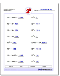 Introducing Powers Of Ten Worksheet Exponents Worksheet Scientific Notation Worksheet Exponent Worksheets Free Printable Math Worksheets