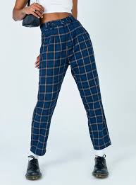 Thrills Camden Check Miller Pant Navy Plaid In 2020 Pants High Waisted Pants Plaid