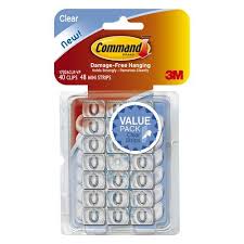 Command Clear Decorating Clips Value Pack 40 Clips 48 Strips Walmart Com Dollar Store Organizing Command Hooks Craft Organization