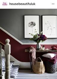 Burgundy And Grey Hall Burgundyhall Greyhall Half Painted Walls Burgundy Living Room Hallway Decorating