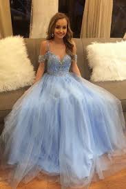 Gorgeous Beading Blue Tulle Long A Line Puffy Prom Dress Graduation Dress G138 Graduationdresses Puffy Prom Dresses Prom Dresses Blue A Line Prom Dresses