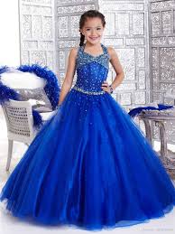 2016 Royal Blue Tulle Girls Pageant Dresses For Little Kids Children Misses Ball Prom First Commu Girls Pageant Dresses Princess Ball Gowns Blue Pageant Dress