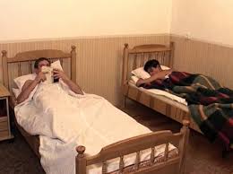 Three naughty boys in a hostel gay porn video on Clairprod