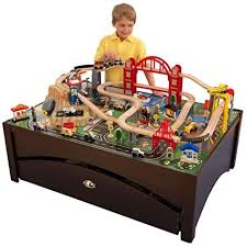 Maybe you would like to learn more about one of these? Amazon Com Kidkraft Metropolis Wooden Train Set Table With 100 Pieces And Storage Drawer Espresso Gift For Ages 3 Toys Games
