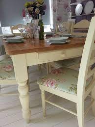 Bespoke Shabby Chic Farmhouse Table With Drawer And 6 Chairs Annie Sloan Another Beauti Shabby Chic Kitchen Shabby Chic Kitchen Chairs Shabby Chic Furniture
