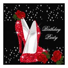 Elegant Happy Birthday Pictures For Women Elegant Glitter High Heels Red Rose Birthday 2 Invitation Zazzle Com Red Roses Red Birthday Party Birthday