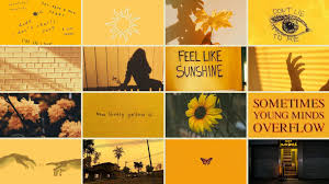 Make your device cooler and more . S U G K Y á´®á´± On Twitter Desktop Yellow Collage Wallpaper That I Made For My Laptop Bg Go Ahead And Use It Desktopbackground Wallpaper Yellow Yellowaesthetic Sunfloweraesthetic Yellowcollage Collage Edit