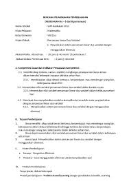 Check spelling or type a new query. Rpp Matematika Kelas 8 Smp Mts Kurikulum 2013 Revisi Materi Sistem Persamaan Linear Dua Variabel