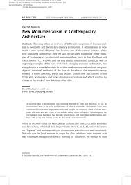 PDF) New Monumentalism in Contemporary Architecture