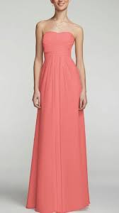 Bridesmaid Dress From David S Bridal Color Coral Reef Strapless Chiffon Dress Junior Bridesmaid Dresses Dresses