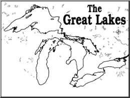 Clip Art Great Lakes Map 2 B W Blank Abcteach