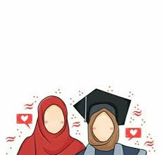 Two persons who are showed to be mutually into each other. Kartun Muslimah Sahabat Berdua Kartun Seni Islamis Ilustrasi Karakter