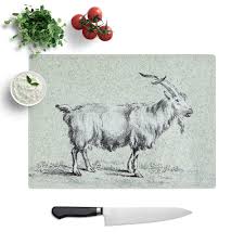 A by amara · international delivery · free shipping over $150 Goat Chopping Board Glass Chopping Board Worktop Saver Goat Lover Gift Goat Kitchen Accessories Country Kitchen Cutting Boards Home Living Keyforrest Lt