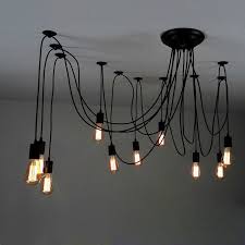 10 Light Adjustable Swag Multiple Pendant Black Light Bulb Chandelier Swag Pendant Light Ceiling Lights
