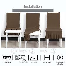 stretchy spandex ruffled skirt short dining room chair covers washable removable seats protector slipcovers walmart com dining room chair covers dining room chairs black and white dining room