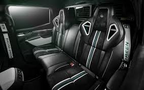 The seat belts are also in green and so is the headliner. Mercedes Benz X Class Exy Racing Green Edition Limited Edition Carlex Design