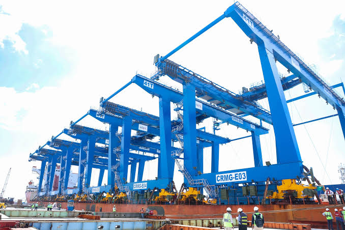 Advanced automated crane infrastructure driving fast turnaround times at Vizhinjam., AI generated