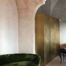 Beautiful Colour Combination Here Bare Plaster Walls With A Vibrant Green Velvet Sofa And A Monolithic Brass Decorating Blogs Eclectic Interior Plaster Walls