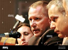 Chief Probation Officer for the State of Connecticut, William Anselmo,  addresses residents, lawmakers, and local politicians attending a meeting  at Pomperaug High School in Southbury Conn., Thursday, Oct. 11, 2007. State  police