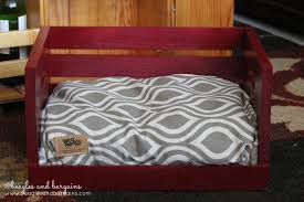 Pallet dog bed build a comfy dog bed on wheels that is made out of a wooden pallet then with the use of stensil, paint your pets name on the side. Diy Wooden Crate Dog Bed
