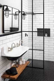 Think of tile as your canvas on which to paint, rutgers says. Contemporary Bathroom Ideas Subway Tile Shower With Black Frame Shower Door And Farmhouse Sink Builder Small Bathroom Farmhouse Bathroom Bathroom Lighting