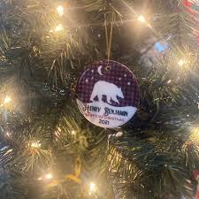 Baby's First Christmas Ornament.buffalo Plaid.baby Bear.christmas  Ornament.personalized Christmas Ornament.baby's First Christmas.