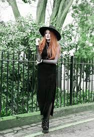 Olivia Emily Wears Killstar Witch Brim Hat Black Milk Burned Velvet Reaper Dress Over American Apparel Mesh Long S Fashion Olivia Emily Long Sleeve Mesh Dress