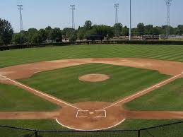 Baseball helmet, bat, glove and ball on field in outdoor stadium with copy space. Softball Field Wallpapers Wallpaper Cave