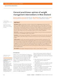 Pdf General Practitioner Opinion Of Weight Management Interventions In New Zealand