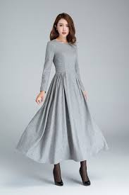 Grey Wool Dress Pleated Dress Long Dress Womens Dresses Etsy In 2020 Pleated Dress Long Warm Dresses Wool Dress