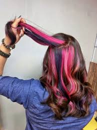 Brown hair with blonde highlights and blonde highlights in red hair are the ideas most women have already tried. Brown Hair Pink Peekaboo Highlights Novocom Top