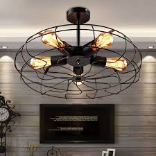 Xemqener 14'' gauze ceiling lampshade (no bulbs) flush mount light fitting fo. Retro 5 Light Wrought Iron Black Semi Flush Mount Ceiling Light Industrial Ceiling Lights Ceiling Lights Semi Flush Ceiling Lights