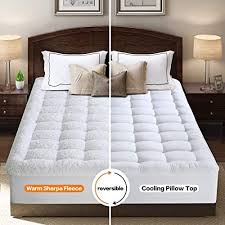Enjoy Exclusive For Ingalik Queen Mattress Topper Cooling 400tc Pillow Top Mattress Pad Cover Warm Plush Sherpa Fleece Reversible Quilted Fitted Mattress Prot In 2020 Pillow Top Mattress Pad Queen Mattress