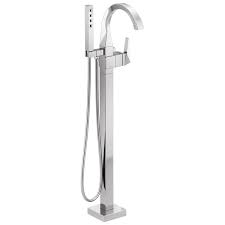 Accommodates wall thicknesses from 1/8 in. Single Handle Floor Mount Tub Filler Trim With Hand Shower T4746 Fl Delta Faucet