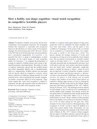 Le scrabble est un jeu de lettres classique et divertissant. Pdf How A Hobby Can Shape Cognition Visual Word Recognition In Competitive Scrabble Players