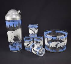 polar bear cocktail set etsy in 2020 cocktail set polar bear vintage barware