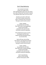 Year 6 Leavers Song Don T Stop Believing Leavers Song Preschool Graduation Songs Graduation Songs