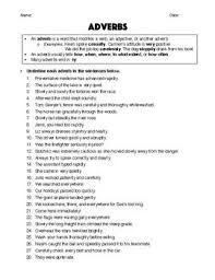 Adverbs Worksheet Answer Key In 2020 Adverbs Adverbs Worksheet Adverbs Sentences