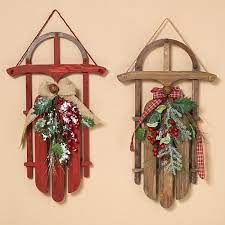 Set Of 2 Wood Holiday Sleighs 8569535 Hsn Christmas Sled Decoration Christmas Wall Hangings Christmas Sleigh Decorations