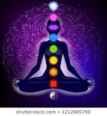 Meditating Woman In Lotus Pose Yoga Illustration Colorful 9 Chakras And Aura Glow Mandala Background Yoga Illustration Chakra Images Chakra Painting