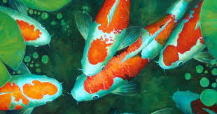 Auspicious Koi Pond 9 Painting Auspicious Koi Pond 9 Fine Art Print Pond Painting Koi Painting Fish Art