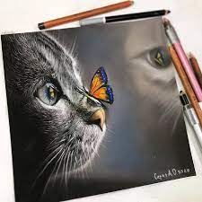 Pastel Colors Realistic Animal Drawings In 2021 Realistic Animal Drawings Realistic Cat Drawing Color Pencil Drawing