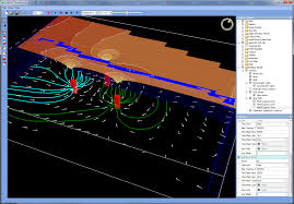 Steady flow in a confined aquifer. Seer3d 2 Simcore Software