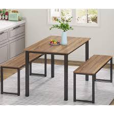 Maybe you would like to learn more about one of these? Homury 3 Piece Dining Table Set Breakfast Nook Dining Table With Two Benches Industrial Brown Buy Online In Bahamas At Bahamas Desertcart Com Productid 114677542