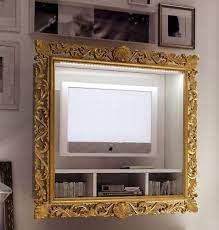 Porta Tv Vogue Cornice Legno Foglia Oro Argento Laccato Xsoggiorno Sala Cornici Cornice Tv Porta Tv