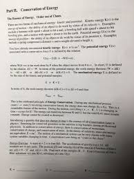 It is the macroscopic energy associated with a system. Solved Part Ii Conservation Of Energy The Essence Of Ene Chegg Com