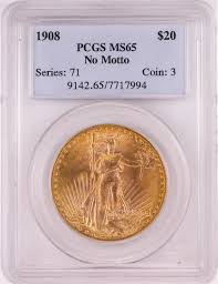 Its high gold content makes it ideal for anyone looking to purchase foreign gold coins. 1908 No Motto 20 St Gaudens Double Eagle Gold Coin Pcgs Ms65