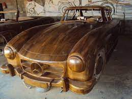 Stunning Solid Wood Mercedes Benz 300sl Replica Wooden Car Teak Wood Art Wood Art