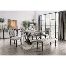 Add on a sideboard or server looking to spruce up your formal dining room set? Alfred Dining Room Set W Light Gray Chairs Furniture Of America Furniture Cart